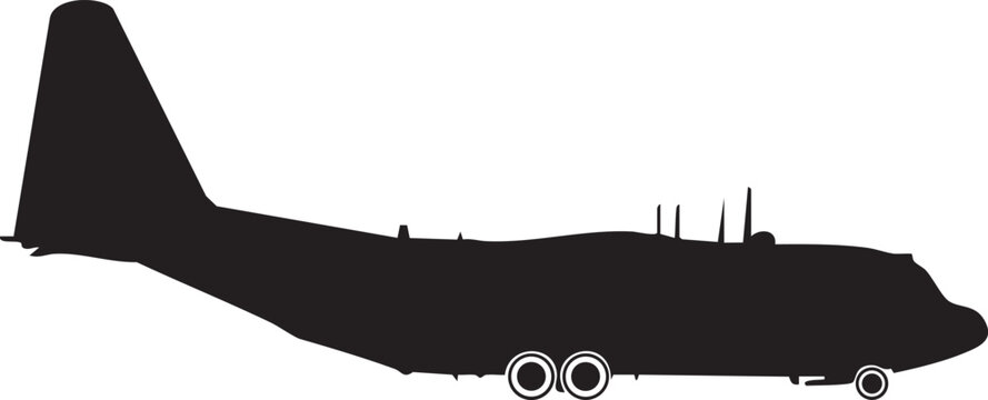US Air Force C-130 Silhouette &ndash; Lockheed Hercules Military Cargo Plane Vector