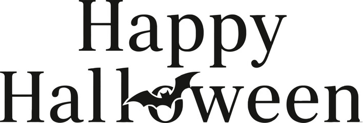 Happy halloween greetings with bat vector graphic design for spooky season celebration theme party invitation