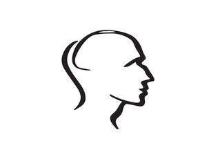 Creative thinking head side profile icon in clean minimalist vector