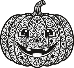 Halloween pumpkin carving stencil template design for diy crafts and decorative projects design vector