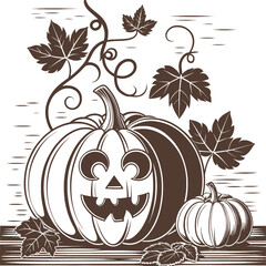 Halloween pumpkin carving vector art illustration for autumn seasonal design project artwork