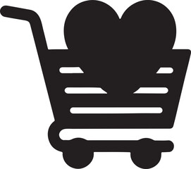 Valentine’s shopping cart silhouette, perfect for love-themed sales, gifts, and holiday promotions.