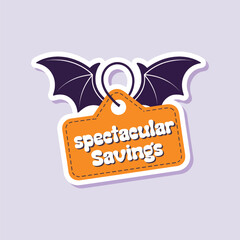 Halloween sale spectacular savings bat wings orange tag promotion discount special offer limited time only