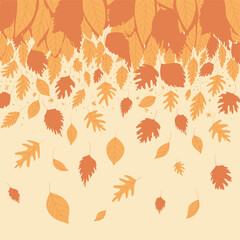 Autumn leaves falling background vector design for seasonal wallpaper and pattern illustration art