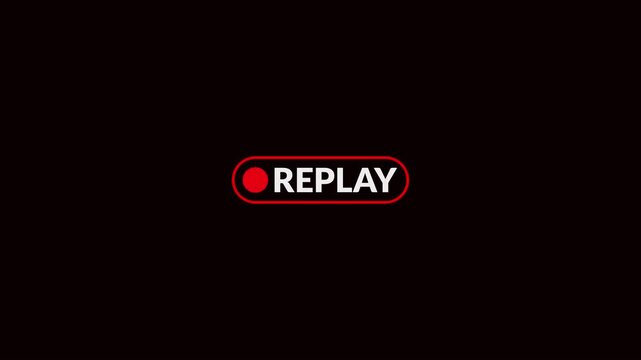 Replay button icon animation on transparent background, Replay icon video for Live broadcaster, action replay Animation icon and button with alpha channel in 4k.