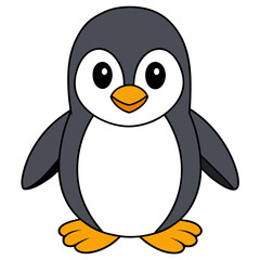 Cute penguin illustration with simple shapes on white background