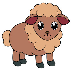 Cute cartoon style sheep illustration with fluffy wool