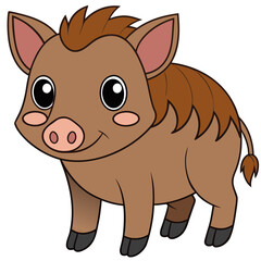 Cute cartoon wild boar illustration for children designs