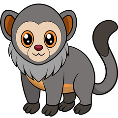 Cute cartoon monkey with big eyes standing