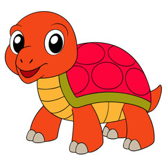 Cartoon orange turtle character on a white background illustration