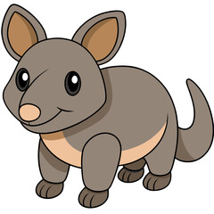 Cartoon bandicoot standing in cute and colorful illustration style
