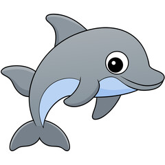 Cartoon dolphin illustration isolated on white background for kids