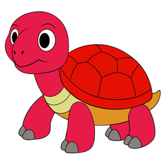 Cute cartoon turtle with red shell and body design