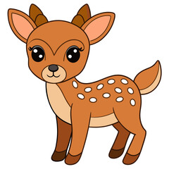 Cute cartoon fawn with white spots and big eyes