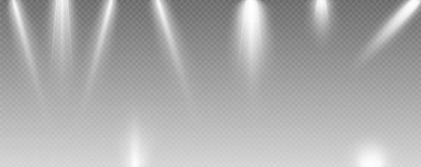 Spotlight, vector light set png, walls, studio light, different colors and shades of realistic light for design, advertising, banner, poster. Light rays and light effect	
