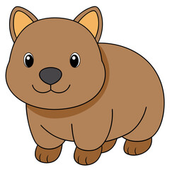 Cute wombat cartoon character illustration on a white background