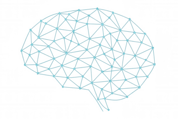 Futuristic network forming brain shape, representing ai, data, and technology concepts. Transparent background