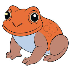 Cheerful cartoon frog illustration with orange and brown tones