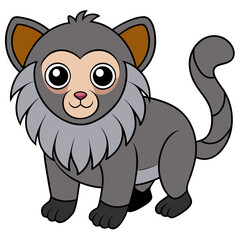 Cute cartoon lemur illustration with big eyes and fur