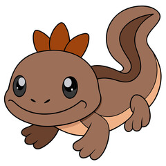 Cute Cartoon Axolotl Character Illustration with Smiling Expression