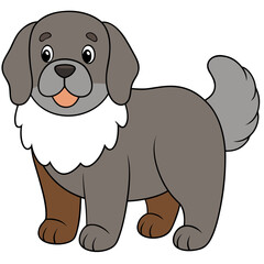 Cartoon dog illustration with gray coat and brown paws