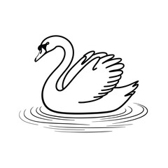 Elegant swan floating gracefully on rippling water