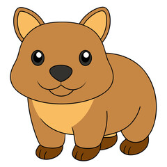 Cartoon Quokka Character Illustration with Outlines on White Background