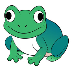Cartoon frog illustration on white background, vibrant colors