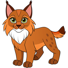 Cartoon lynx illustration with big eyes and fluffy face