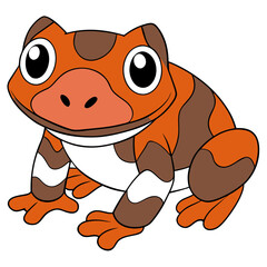 Cartoon frog illustration with orange and brown spots