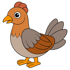 Cartoon chicken illustration standing isolated on white background stock image