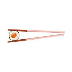 Illustration of Maki Sushi Roll with Chopsticks 