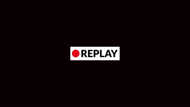 Replay button icon animation on transparent background, Replay icon video for Live broadcaster, action replay Animation icon and button with alpha channel in 4k.