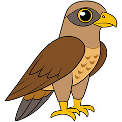 Cartoon falcon vector image with outlined details and bright colors