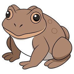 Cartoon brown frog isolated on white background graphic image