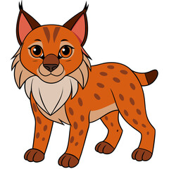 Cartoon style lynx illustration standing isolated on white background