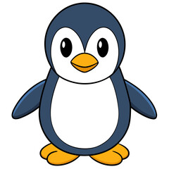 Cute cartoon penguin illustration isolated on a white background