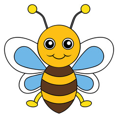 Cute cartoon bee illustration with a happy smiling face