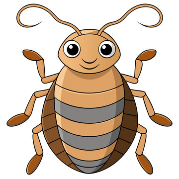 Cartoon style bed bug illustration with a happy face