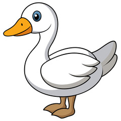 Cartoon illustration of a white goose standing sideways