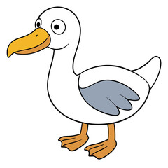 Cute cartoon seagull illustration with thick outlines and colors