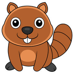 Cartoon beaver illustration with cute smile on a white background