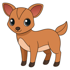 Cartoon deer illustration with big eyes on white background