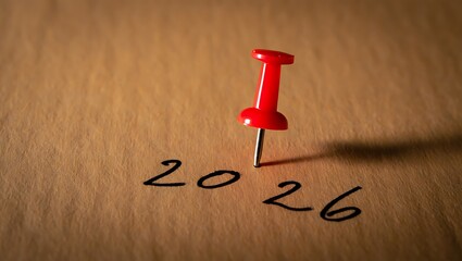 Goals concept, Paper with 2026 goals text on it to apply new year resolutions and plan.