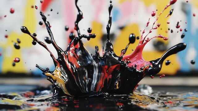 A close-up shot of a colorful paint splash on a smooth surface, great for art or design projects