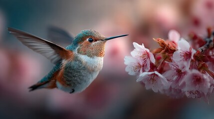 A hummingbird in flight