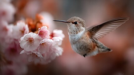 A hummingbird in flight