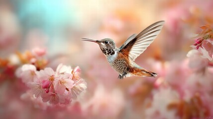 A hummingbird in flight