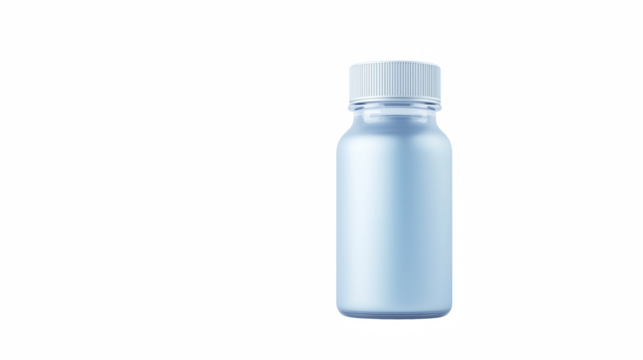 Light blue bottle right copy space on patterned background