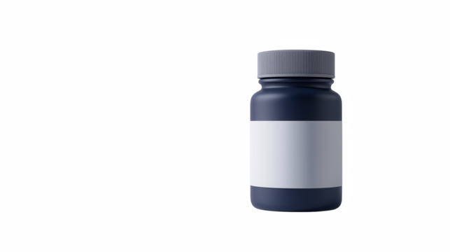 Navy supplement bottle with white label left_copy_space